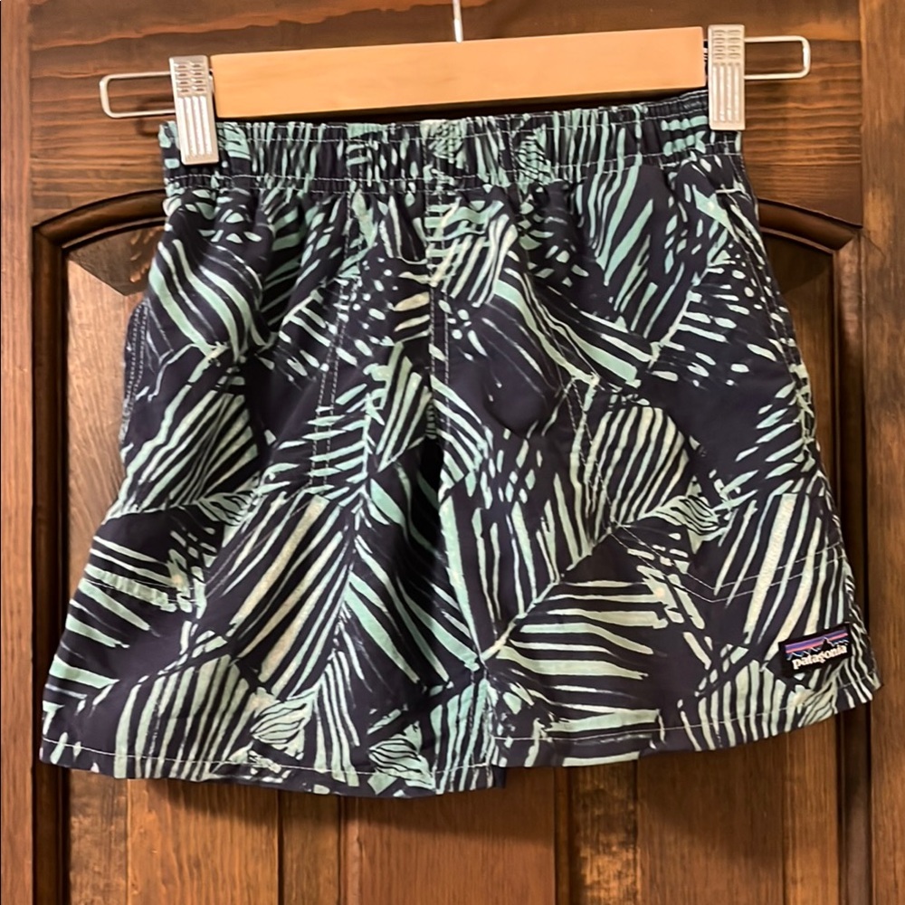 Patagonia Leaf Print Baggies Shorts - Navy blue and Green, XS